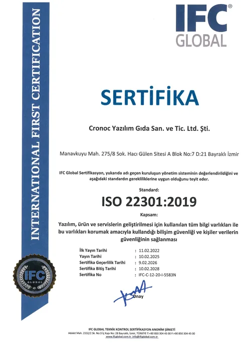 ISO 22301 Sertifikası